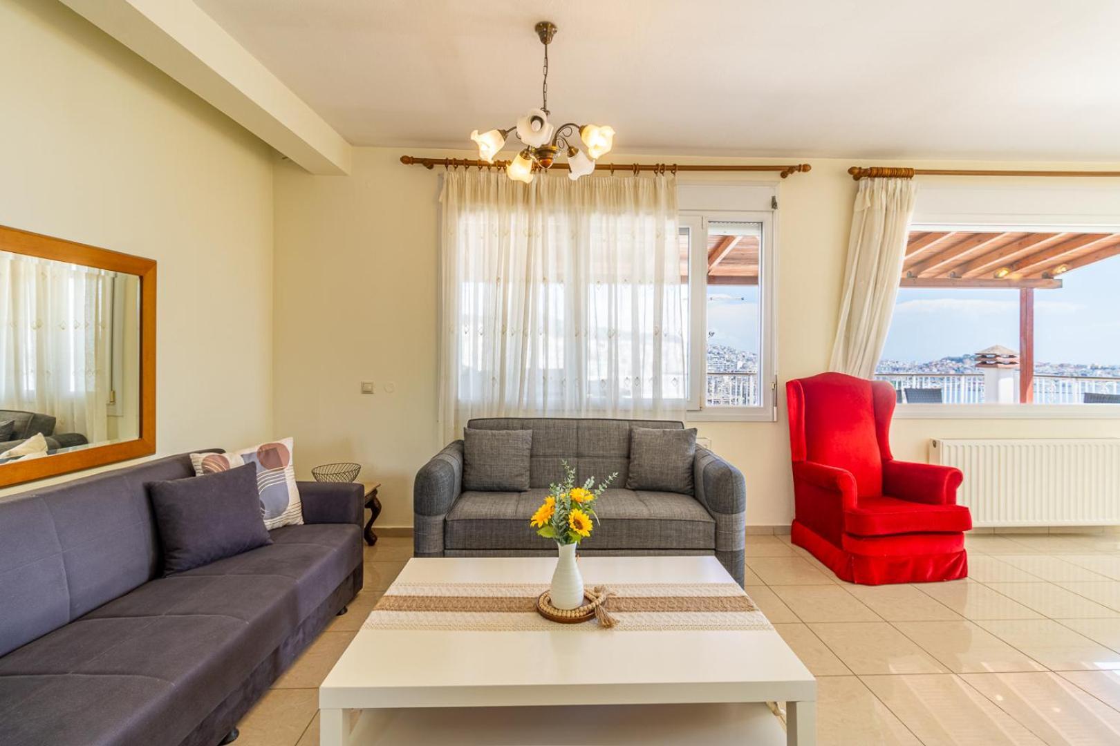 Apartmán Finas Penthouse,Private Terrace,Great View,Mins From Sea Kavala Exteriér fotografie