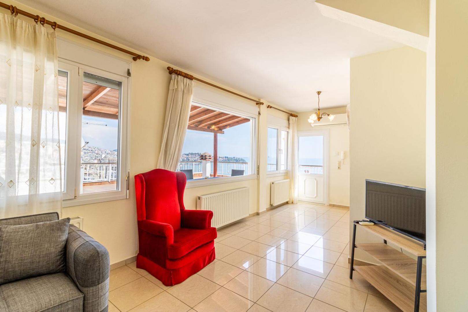 Apartmán Finas Penthouse,Private Terrace,Great View,Mins From Sea Kavala Exteriér fotografie